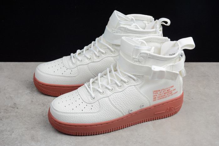 nike sf air force 1 mid "red ivory" white mens - 917753-100